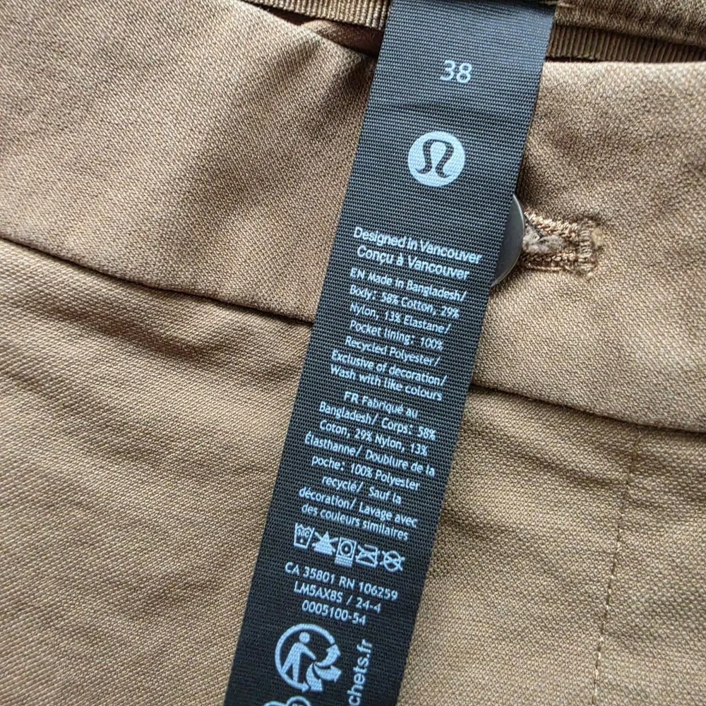 Lululemon Mens Commission Pant Slim Brown Tan Chino Size 38 x 32